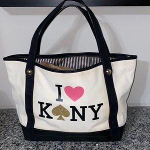Kate Spade Canvas Tote with Leather Handles.